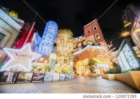 City night view of La Cittdella (Cinecittà) in Kawasaki: Illuminations decorating the city [Kawasaki City, Kanagawa Prefecture] 120871395