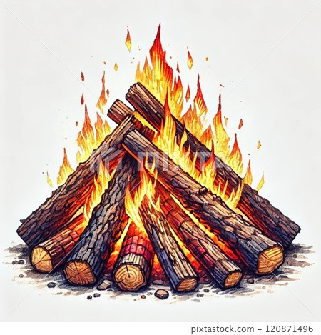 營火水彩插圖 120871496