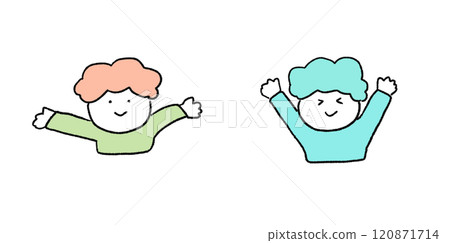 Illustration of a person cheering with joy 5 120871714
