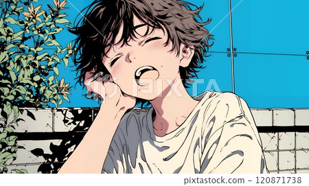 年輕女子打哈欠 120871738