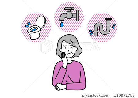 一位患有漏水問題的老年婦女 一位患有漏水問題的老年婦女 120871795