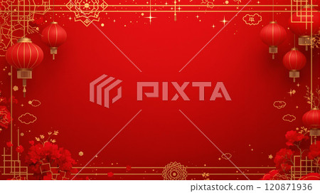 電商設計簡約農業新年主題素材背景，紅金主題背景 120871936