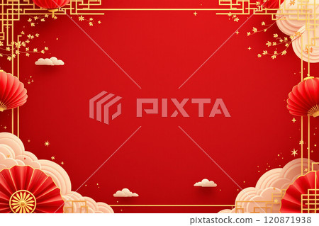 電商設計簡約農業新年主題素材背景，紅金主題背景 120871938