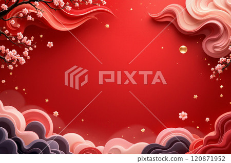 E-commerce design simple agricultural new year theme material background, red gold theme background 120871952
