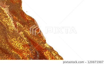 The copper liquid splash png image 3d rendering. The copper liquid splash png image 3d rendering. 120871987