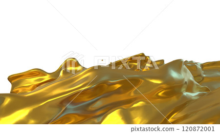 The Gold liquid  splash png image 3d rendering. 120872001