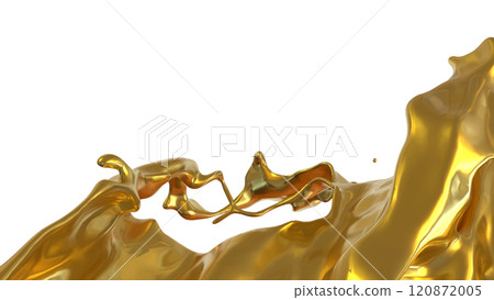 The Gold liquid  splash png image 3d rendering. 120872005
