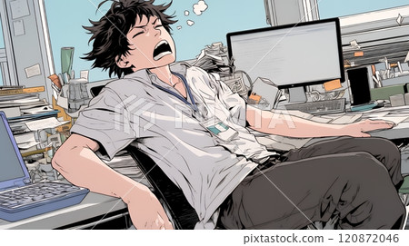 年輕人工作時打哈欠 120872046