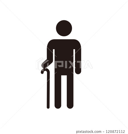 Pictogram icon of a person with a cane 120872112