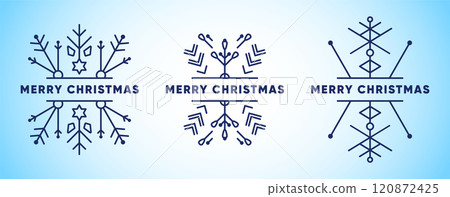 Merry Christmas Snowflake Set. Winter Snowflake Design Collection. Festive Snowflake Template. Geometric Christmas Snowflakes. 120872425