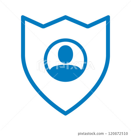Shield with user icon. Privacy, and personal data security. 120872510