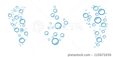Soap bubbles icon set. Vector linear illustration of air bubbles. Bath detergent design element Soap bubbles icon set. Vector linear illustration of air bubbles. Bath detergent design element 120872656
