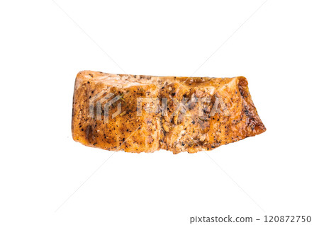 Teriyaki salmon fillet steak with glaze isolated on white background. top view Teriyaki salmon fillet steak with glaze isolated on white background. top view 120872750