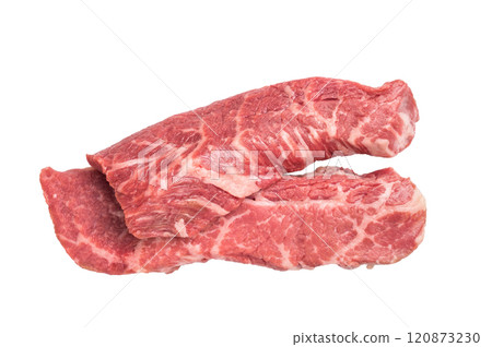 Raw Tri Tip Steak from Black Angus beef meat isolated on white background 120873230