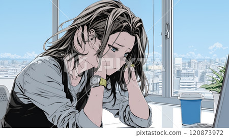 A young woman who is depressed after being told off for making a mistake at work 120873972