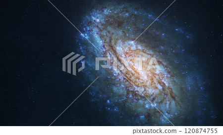 Amazing Space galaxy, blue starry background. View from space to a spiral galaxy and stars. Universe filled with stars, nebula and galaxy Amazing Space galaxy, blue starry background. View from space to a spiral galaxy and stars. Universe filled with stars, nebula and galaxy 120874755