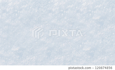 Snowy field on a sunny day. Winter and frost. Snow texture. 120874856