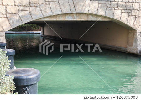 Water tunnel under the bridge, canal in the city center Water tunnel under the bridge, canal in the city center 120875008
