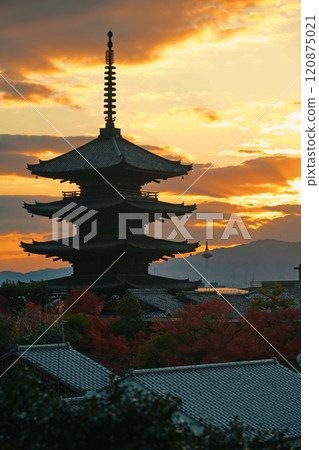 Sunset at Yasaka Pagoda, Hokanji Temple, Kyoto 120875021