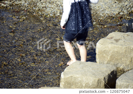 Children playing on the river Children playing on the river 120875047