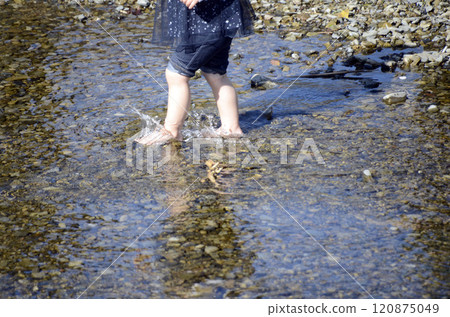 Children playing on the river Children playing on the river 120875049