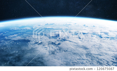 Amazing blue planet earth with ocean, clouds and continents in open space on the starry sky. Amazing blue planet earth with ocean, clouds and continents in open space on the starry sky. 120875087