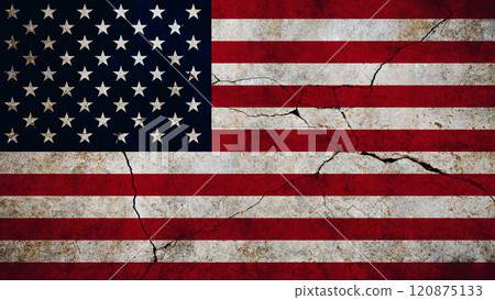 American flag USA on cracked concrete wall, concept. Economy and crisis, creativity. Freedom and patriotism American flag USA on cracked concrete wall, concept. Economy and crisis, creativity. Freedom and patriotism 120875133