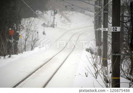 Snow and railway tracks Snow and railway tracks 120875486