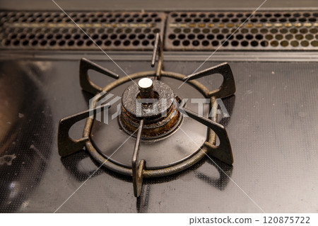 Image of dirty gas stove with a feeling of everyday life 120875722