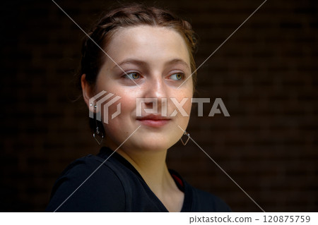 Portrait of a Young Woman with Earrings Portrait of a Young Woman with Earrings 120875759