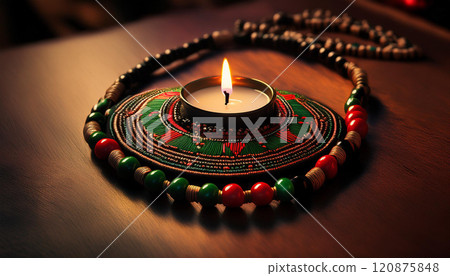 A necklace with a candle in the middle of it A necklace with a candle in the middle of it 120875848