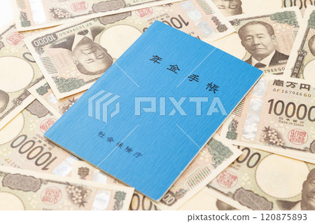 養老金筆記本和錢 120875893