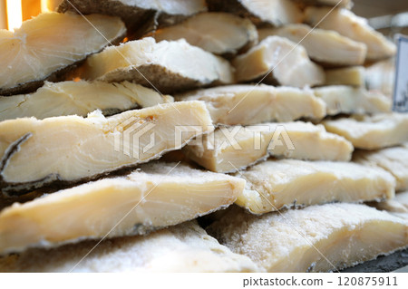 Traditional Dried Cod Display - bacalao 120875911