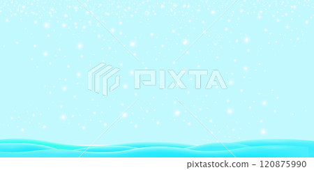 Realistic cartoon snow hills with falling snowflakes and blue sky background. Winter wide landscape design element with blue snow. Minimal nature composition with snowy fields and falling snow Realistic cartoon snow hills with falling snowflakes and blue sky background. Winter wide landscape design element with blue snow. Minimal nature composition with snowy fields and falling snow 120875990