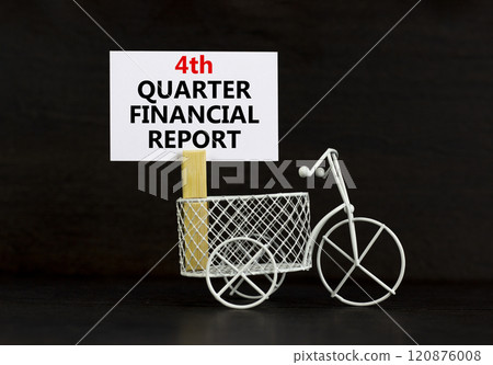 4th quarter financial report symbol. Concept words 4th quarter financial report on beautiful white paper. Beautiful black background. Business 4th quarter financial report concept. Copy space. 120876008