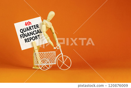4th quarter financial report symbol. Concept words 4th quarter financial report on beautiful white paper. Beautiful orange background. Business 4th quarter financial report concept. Copy space. 120876009