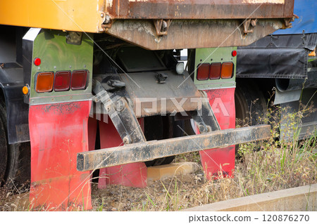 Rear bumper of large dump truck 120876270