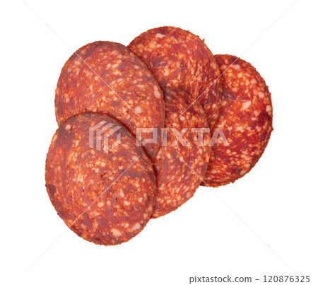 peppered salami sausage isolated peppered salami sausage isolated 120876325