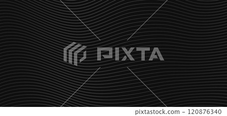Abstract black and white background with curve lines and waves. 120876340