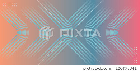 Rounded lines isolated on orange blue gradient background 120876341