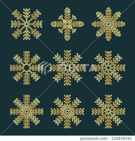 Gold ices snowflake winter christmas element collection .Vector illustration 120876342