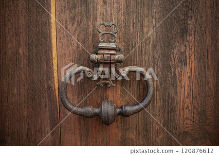 The entrance of an old French mansion 120876612