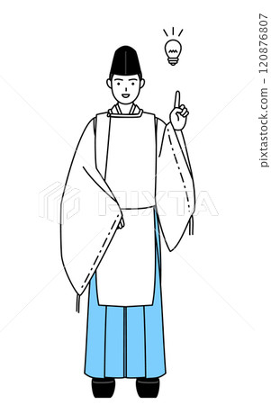 提出這個想法的神社的祭司，身穿烏賊和卡里吉 120876807