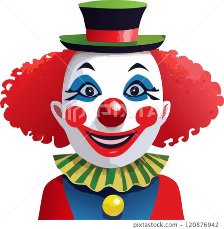 Clown with red hair and a hat 120876942