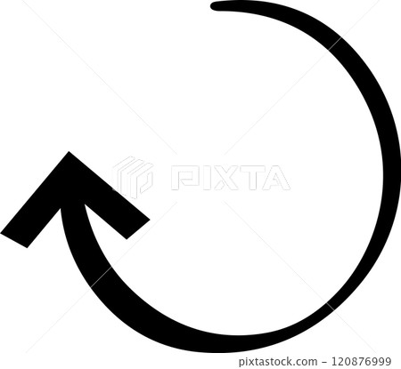 Hand drawn circular arrow creating a continuous loop and pointing upwards, representing concepts of repetition, return, and cyclical processes in a minimalist design Hand drawn circular arrow creating a continuous loop and pointing upwards, representing concepts of repetition, return, and cyclical processes in a minimalist design 120876999