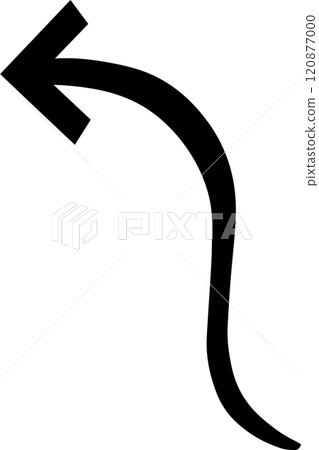 Simple, hand drawn arrow curves smoothly downwards and to the left, conveying a sense of direction or change in a casual, sketched aesthetic Simple, hand drawn arrow curves smoothly downwards and to the left, conveying a sense of direction or change in a casual, sketched aesthetic 120877000