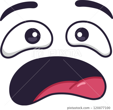 Cartoon face expressing disgust and surprise with wide open eyes, raised eyebrows, open mouth and tongue sticking out, creating a funny and expressive character Cartoon face expressing disgust and surprise with wide open eyes, raised eyebrows, open mouth and tongue sticking out, creating a funny and expressive character 120877100