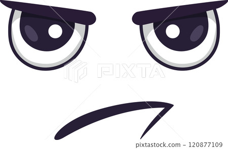 Cartoon face with frowning mouth and eyebrows showing an angry expression, creating a simple yet impactful visual representation of negative emotions Cartoon face with frowning mouth and eyebrows showing an angry expression, creating a simple yet impactful visual representation of negative emotions 120877109