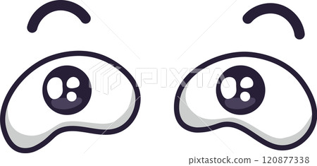 Cartoon eyes expressing boredom with raised eyebrows and upward gazing pupils, conveying apathy and lack of engagement, perfect for creative projects 120877338