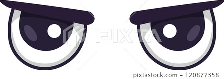 Cartoon eyes are expressing negative emotions, possibly anger or annoyance, with furrowed brows and dark pupils, creating a dramatic and expressive visual Cartoon eyes are expressing negative emotions, possibly anger or annoyance, with furrowed brows and dark pupils, creating a dramatic and expressive visual 120877358